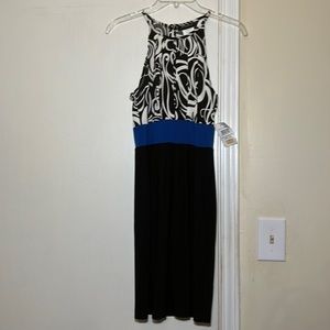 B. Darlin Black White Royal Blue Size 3/4 Elegant Cocktail Dress